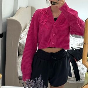 LoveShackFancy Pink Cardigan Sweater